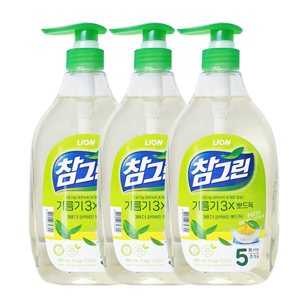 참그린 주방세제 녹차 기름기 뽀드득 용기 1kg x3 14,900원