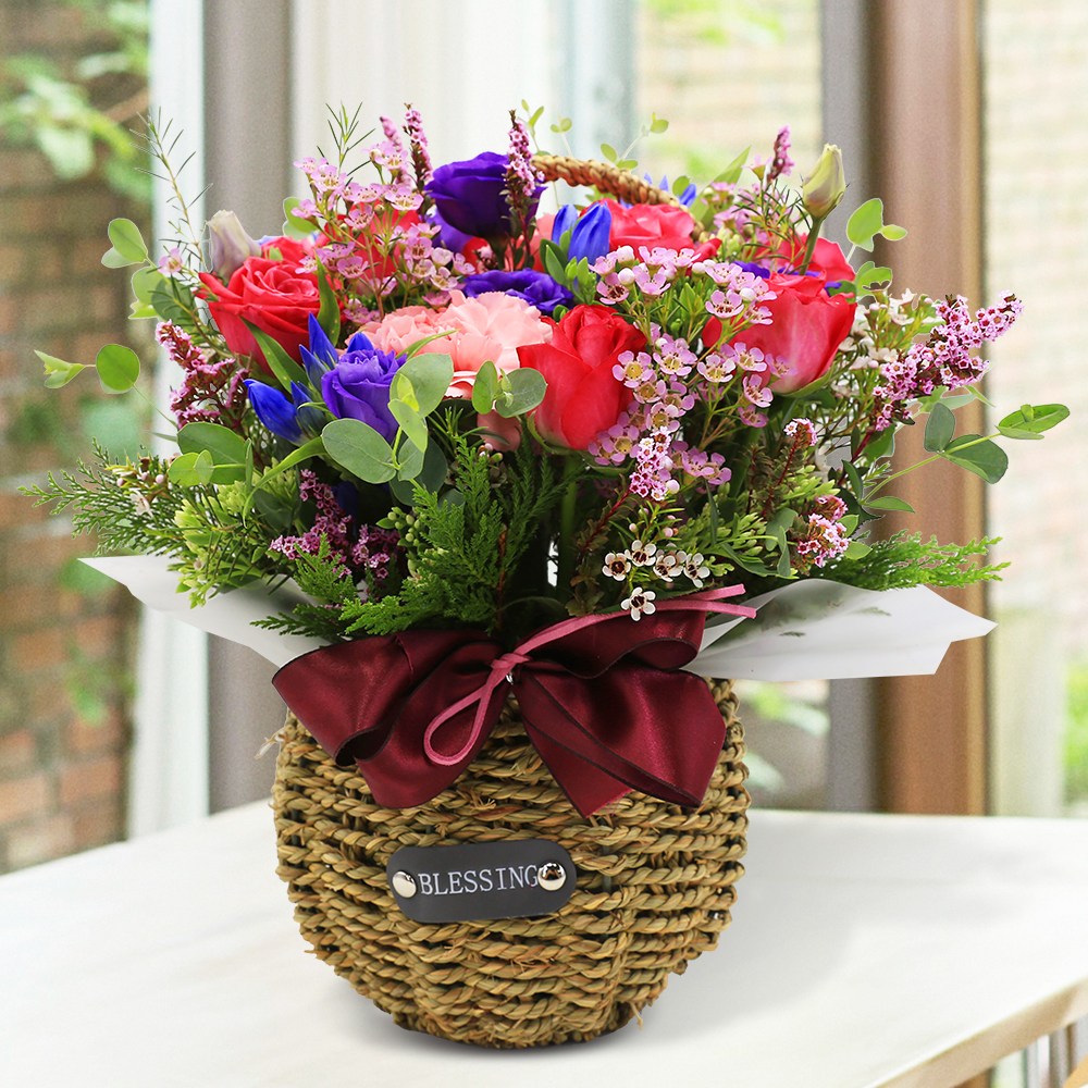 전국당일발송 (혼합바구니 a-0285) 꽃다발 꽃바구니 기념일 꽃배달 꽃선물 생화 졸업 승진 인테리어, 1개 54,650원
