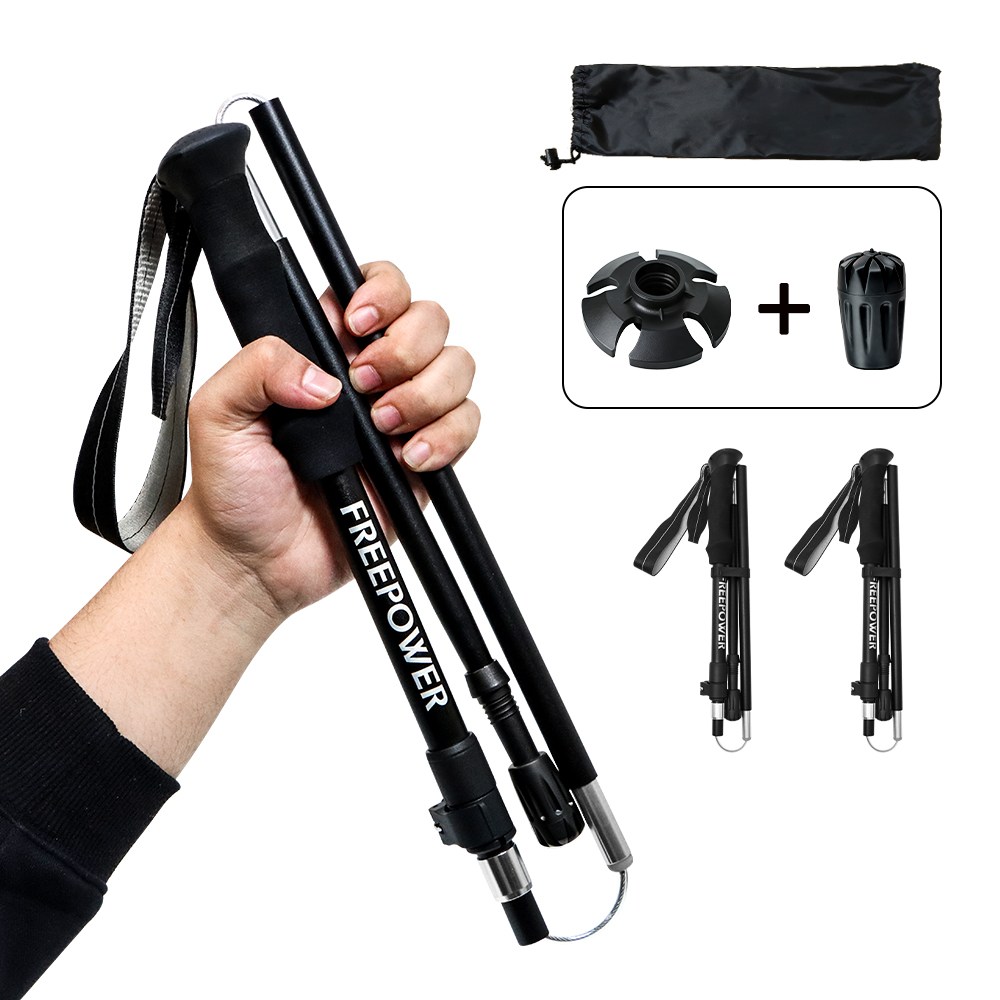 프리파워 접이식 등산스틱 초경량 휴대용 등산 지팡이, 편한 EVA 손잡이 2P 전지형 정복 단독 제작 전문등산스틱 거친 지형 완벽 제어, 2개, 무광 블랙 27,890원