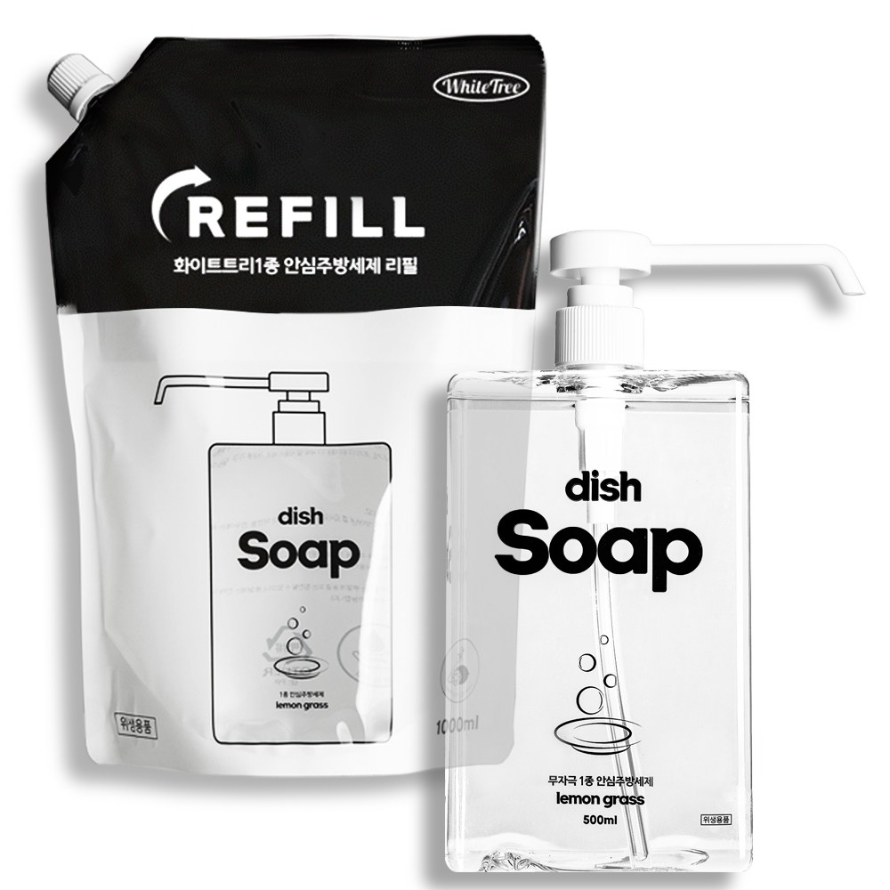 화이트트리 안심 주방세제 본품 500ml + 리필 1L, 1세트 17,900원