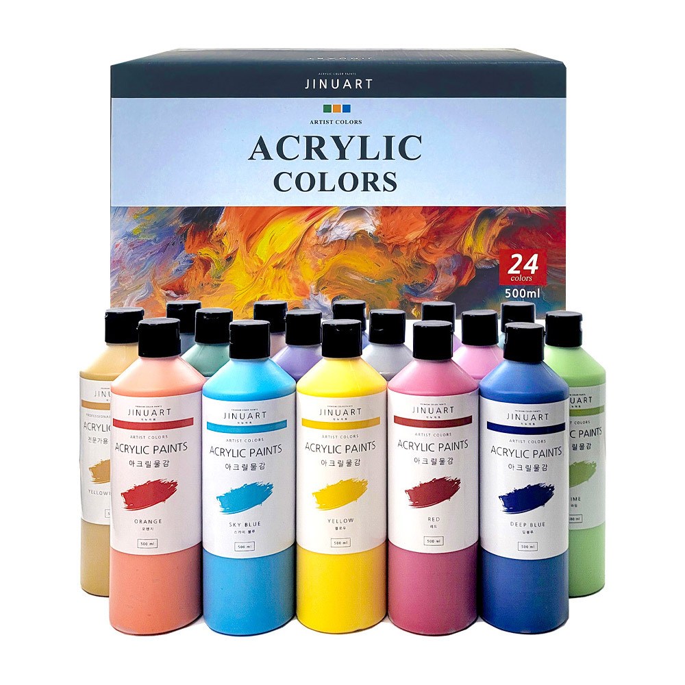지누아트 아크릴물감세트 12색 대용량 KC인증 어린이 안전인증 500ml, 500ml 99,800원