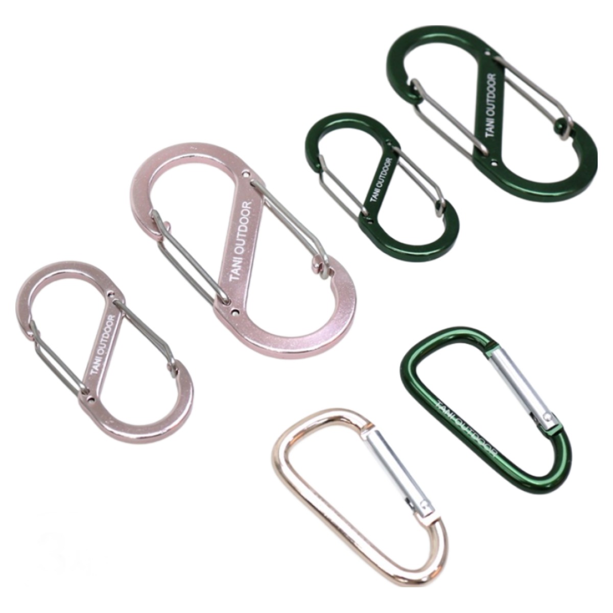 카라비너 대형 중형 소형 D형 S형 고강도 캠핑 비너 차박 타프 텐트 키링, 3세트, 1단, 10_종합세트(총6종) 27,690원
