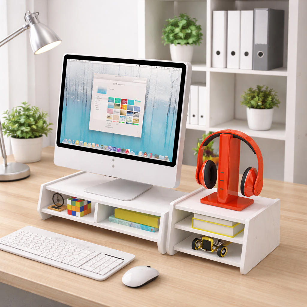 아이레노 데스크 모니터 받침대 거북목 방지 키보드 수납 사무용 책상 정리 선반 19,900원