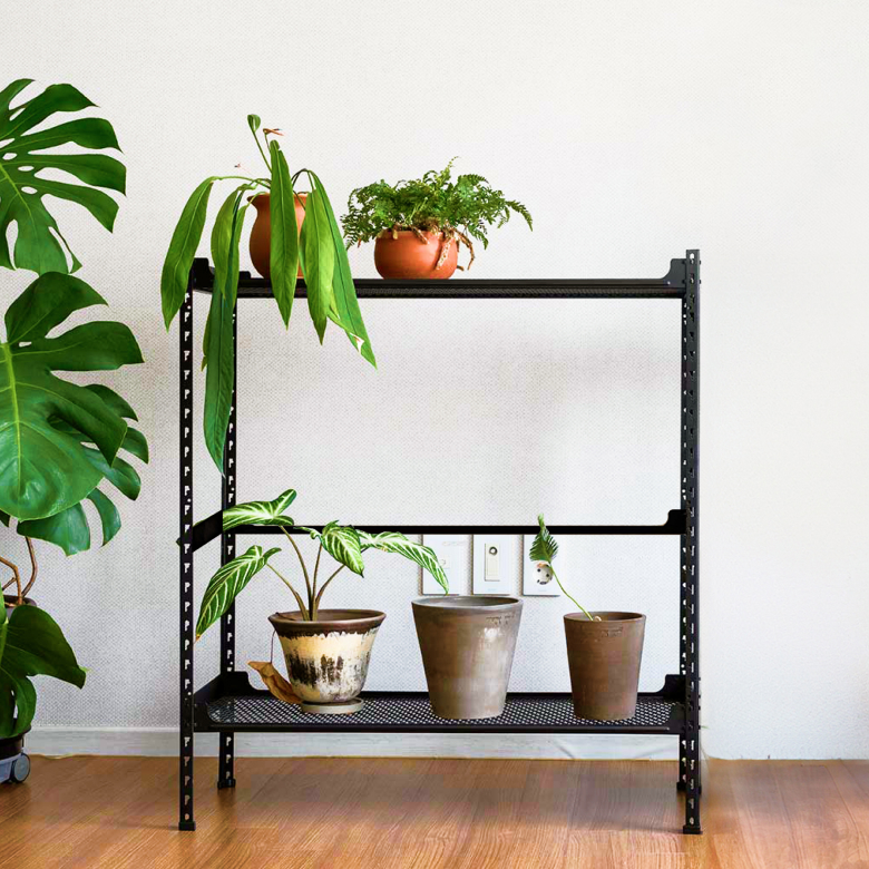아임랙 녹방지 철제 화분선반 슬림랙 800 x 300 x 900 mm + 휨방지 보강대 2p + ㄷ자 보강대 세트, 무드블랙, 2단 94,600원