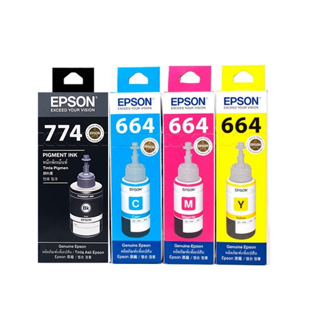 엡손 대용량 정품잉크 T774 검정, T664 컬러 4개 세트 M105, M205, L605, L655, L1455 47,000원