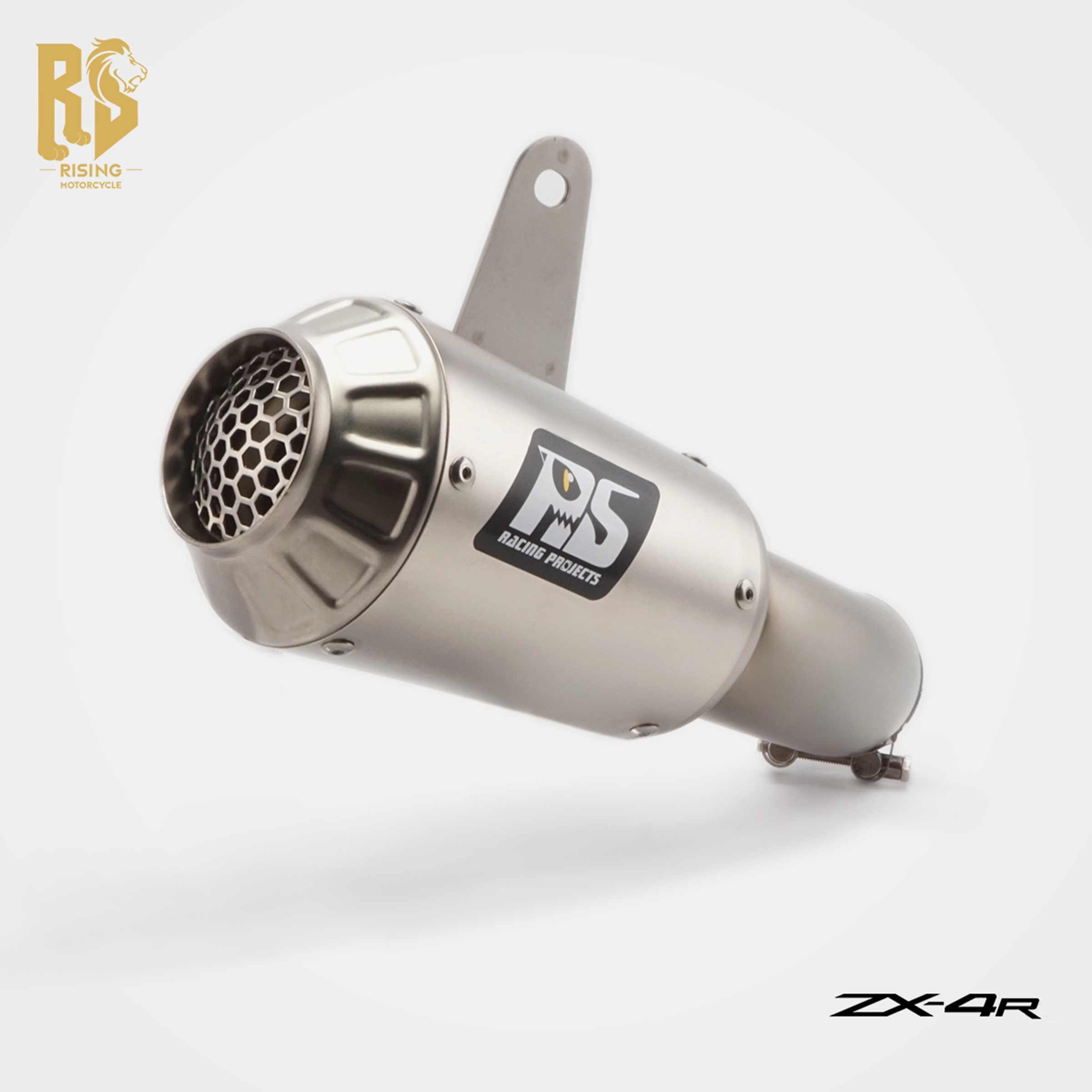 ZX-4R 배기 머플러 중통 일체형 스테인리스 엠보싱 벌집망형 레이저 로고 (스콜피온 스타일) EZX420, 1개 120,000원