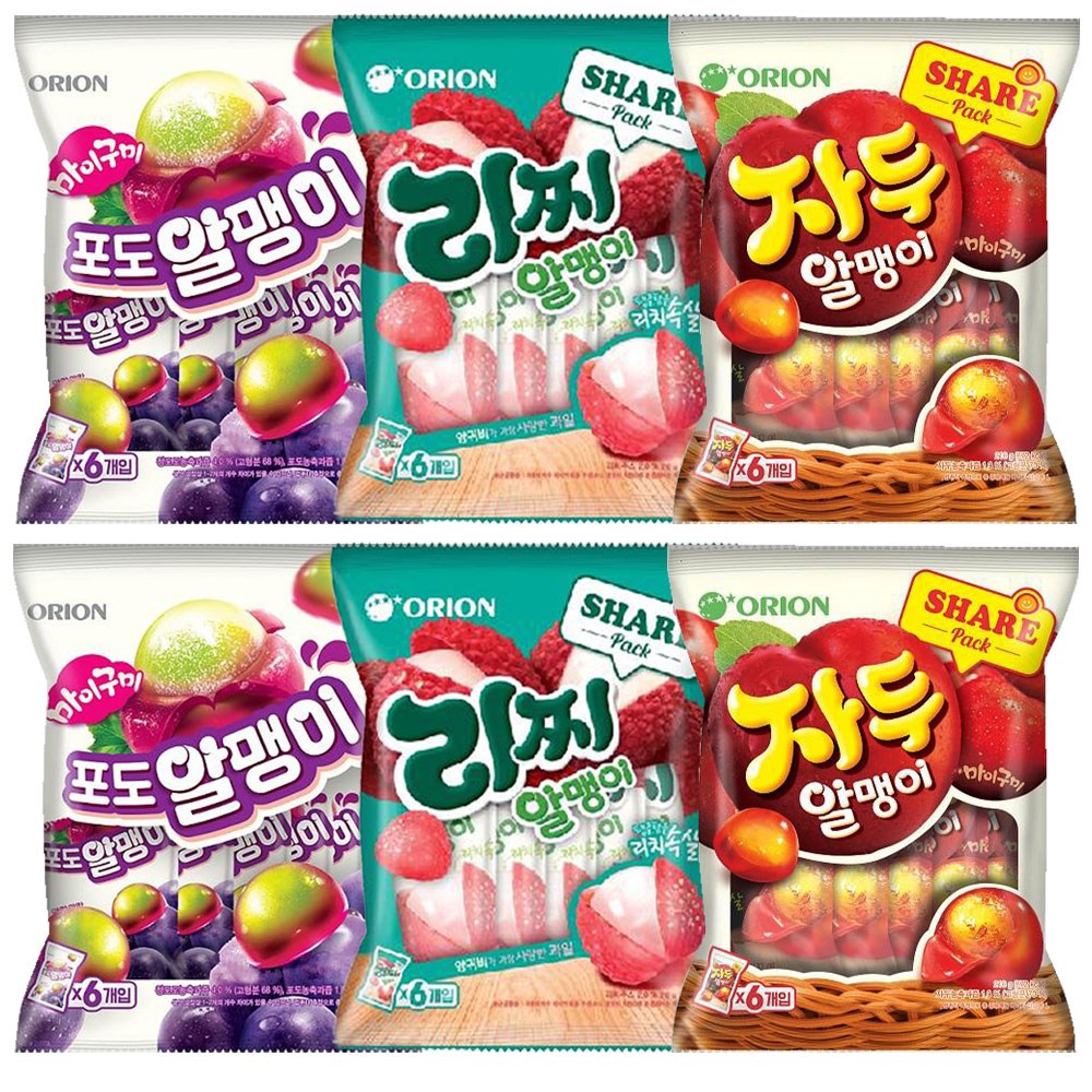 오리온포도 리찌 자두알맹이 6번들 총, 2세트, 648g 23,400원