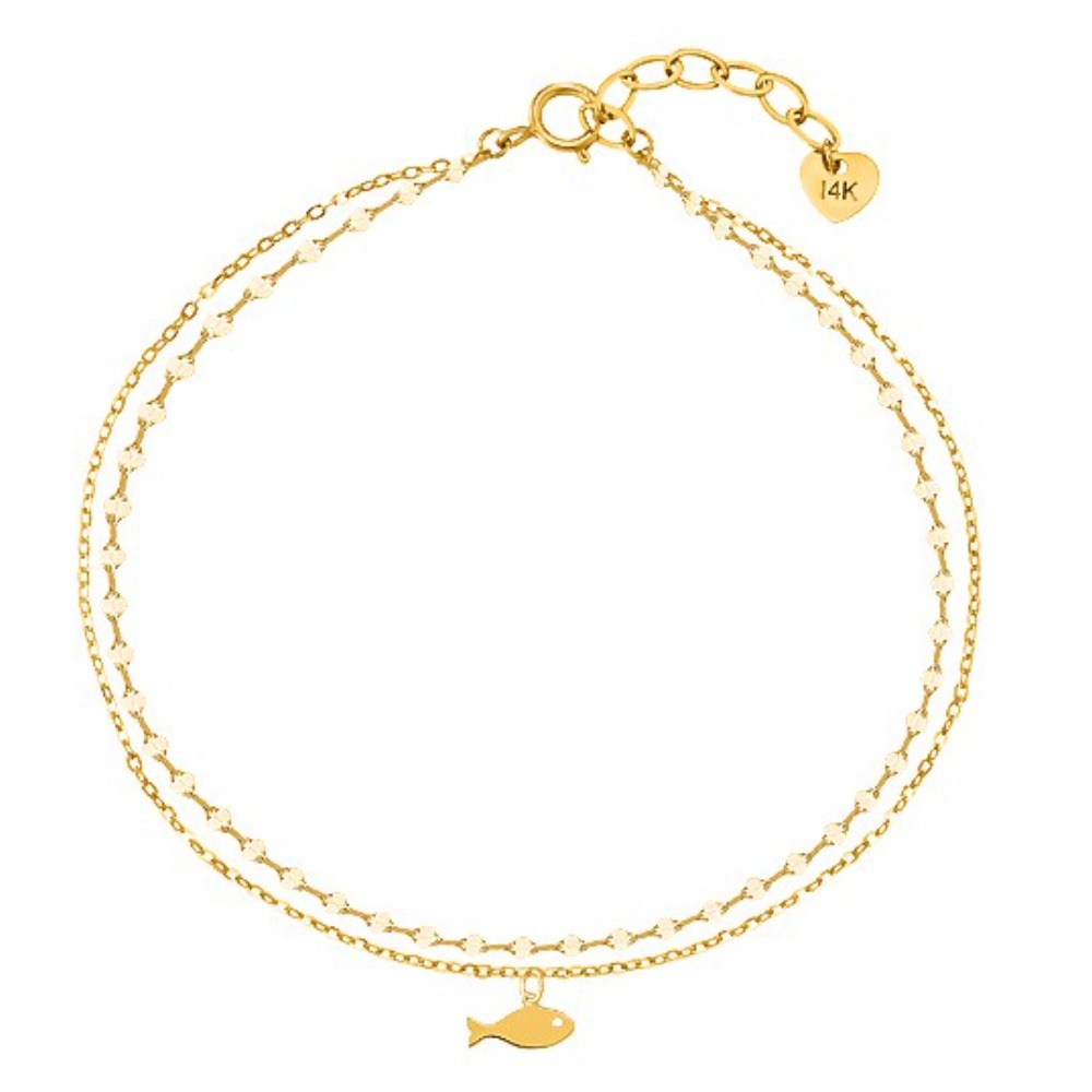 골드앤 18K 베이직 피쉬 두줄 발찌 행운 물고기 데일리 레이어드 심플 409,700원