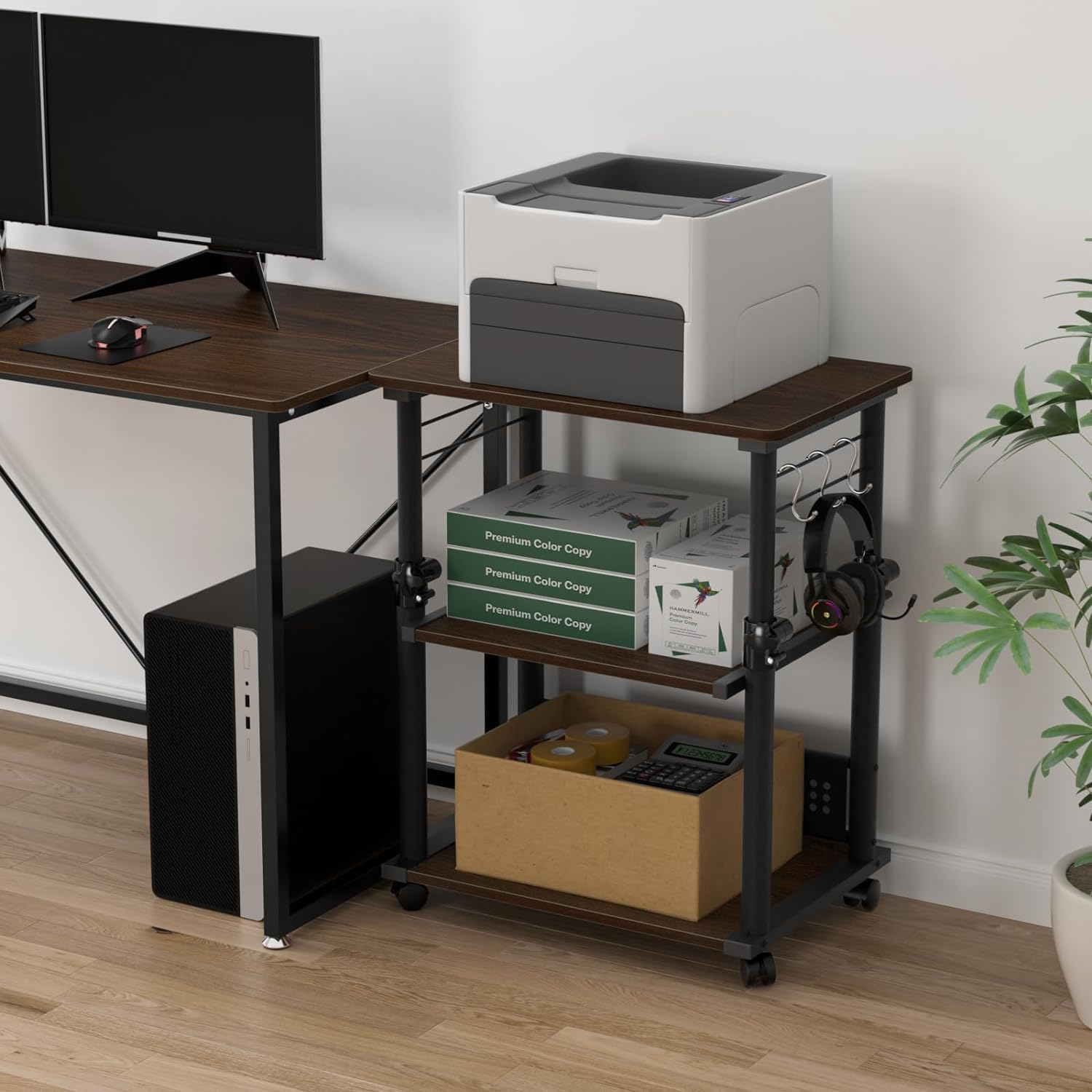 복합기 프린터 책상 선반 거치대 2단 다이 이동식 테이블 바퀴 PC본체 선반 본체받침대 47,880원