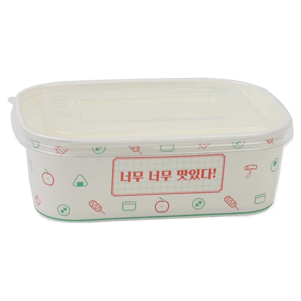 아이엔피 둥근사각 종이 용기 17 x 12 x 5.5 cm + PET 뚜껑 세트 너무 너무 맛있다 5,000원