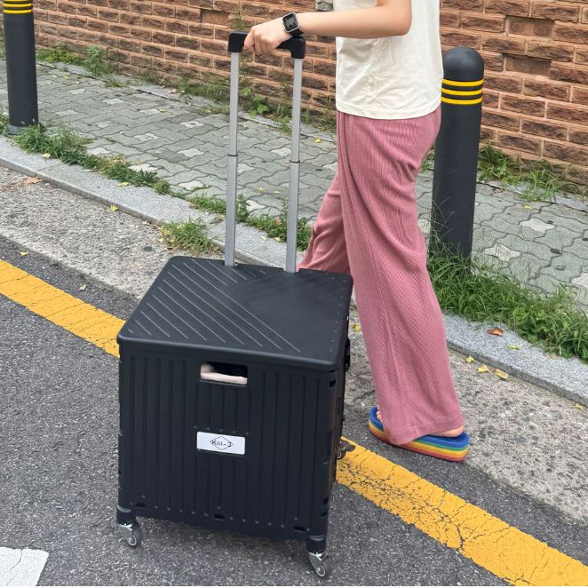 킬제이 접이식 폴딩카트 특대형 4바퀴 쇼핑카트 캠핑용 손수레 장바구니 뚜껑포함 프리미엄 핸드카트, 1개, 블랙 39,000원