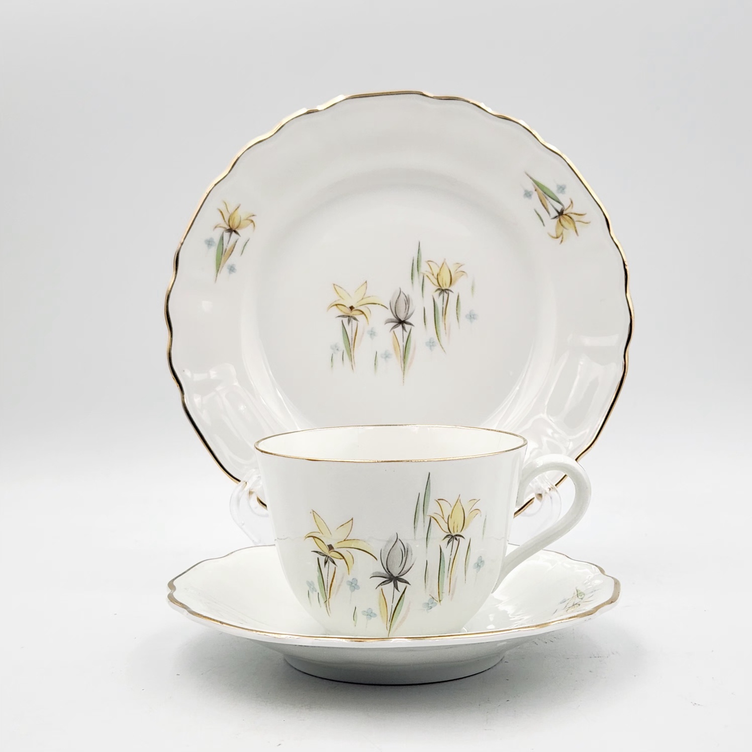 [빈티지] 스웨덴 로스트란드 금장 플라워 커피잔 찻잔 트리오, 1개 35,000원