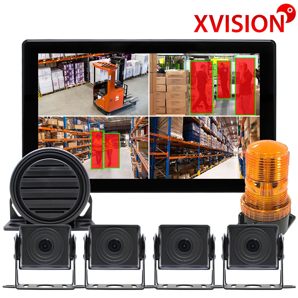 Ai인공지능 지게차 중장비 화물대형차 안전용품 4채널 4분할 블랙박스 전방측방후방카메라세트 사람인식 감지기 라인빔 K400 378,000원