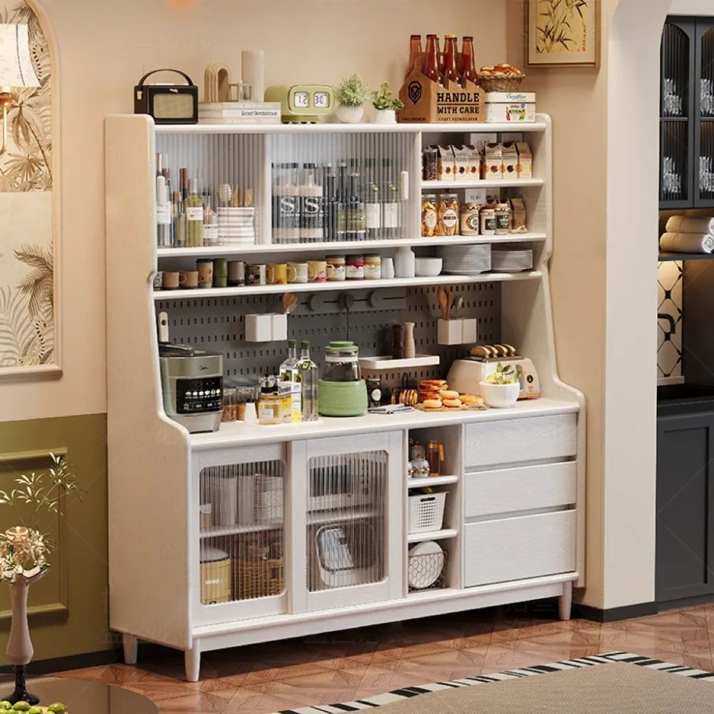 OBLY 엔틱그릇장 주방 빈티지 카페장 컵진열장 컵보드 선반 접시장, 1.2m 스노우 화이트 1,066,000원