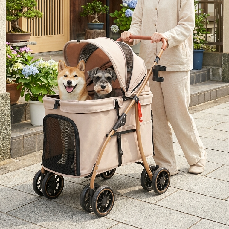 MILA&LOUIS 중형건 개모차 일체형(웨건형) 원터치 강아지 유모차 애견 반려견 개모차 130,000원