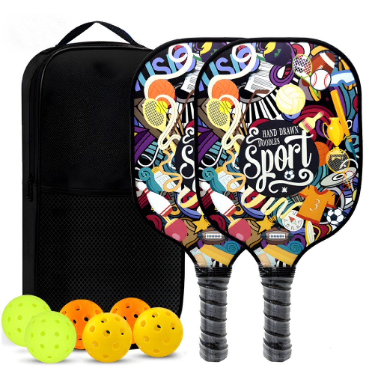 피클볼 라켓 탄소 섬유 프로 피클볼 세트 공과 가벼운 라켓 포함 USAPA, 1세트, 검은색, PBS-001 59,000원