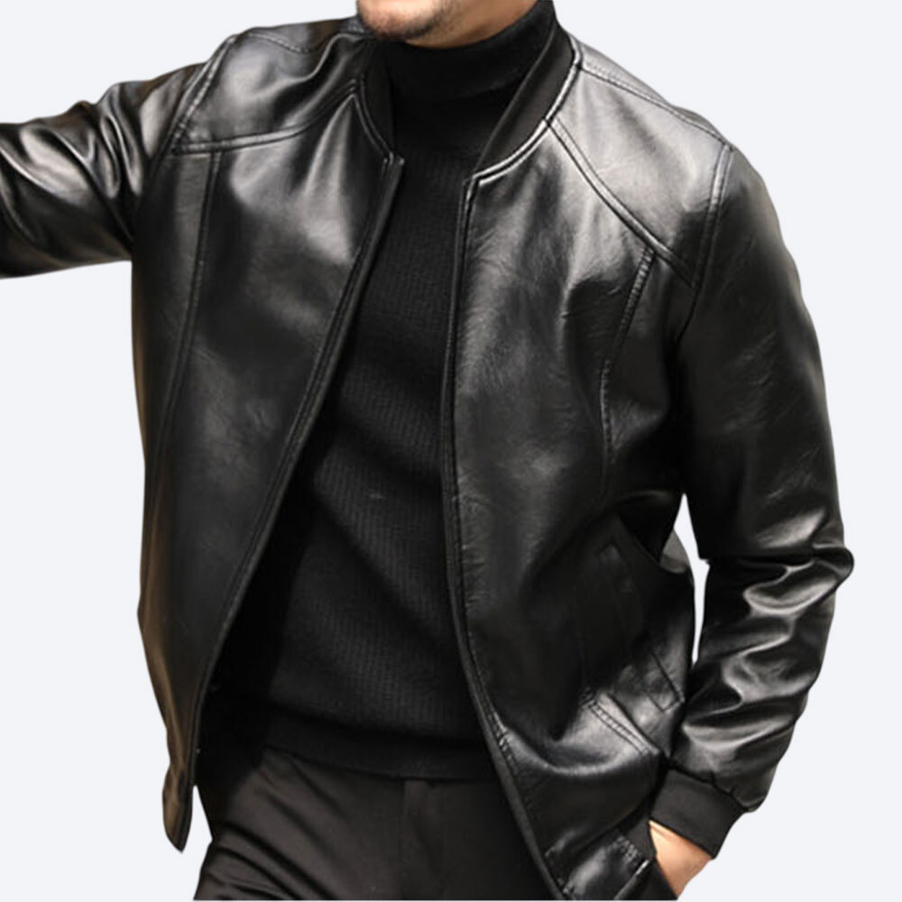 가르크시 남자 블루종 레더 자켓 심플 라운드넥 레귤러핏 미니멀 아우터 재킷 29,900원