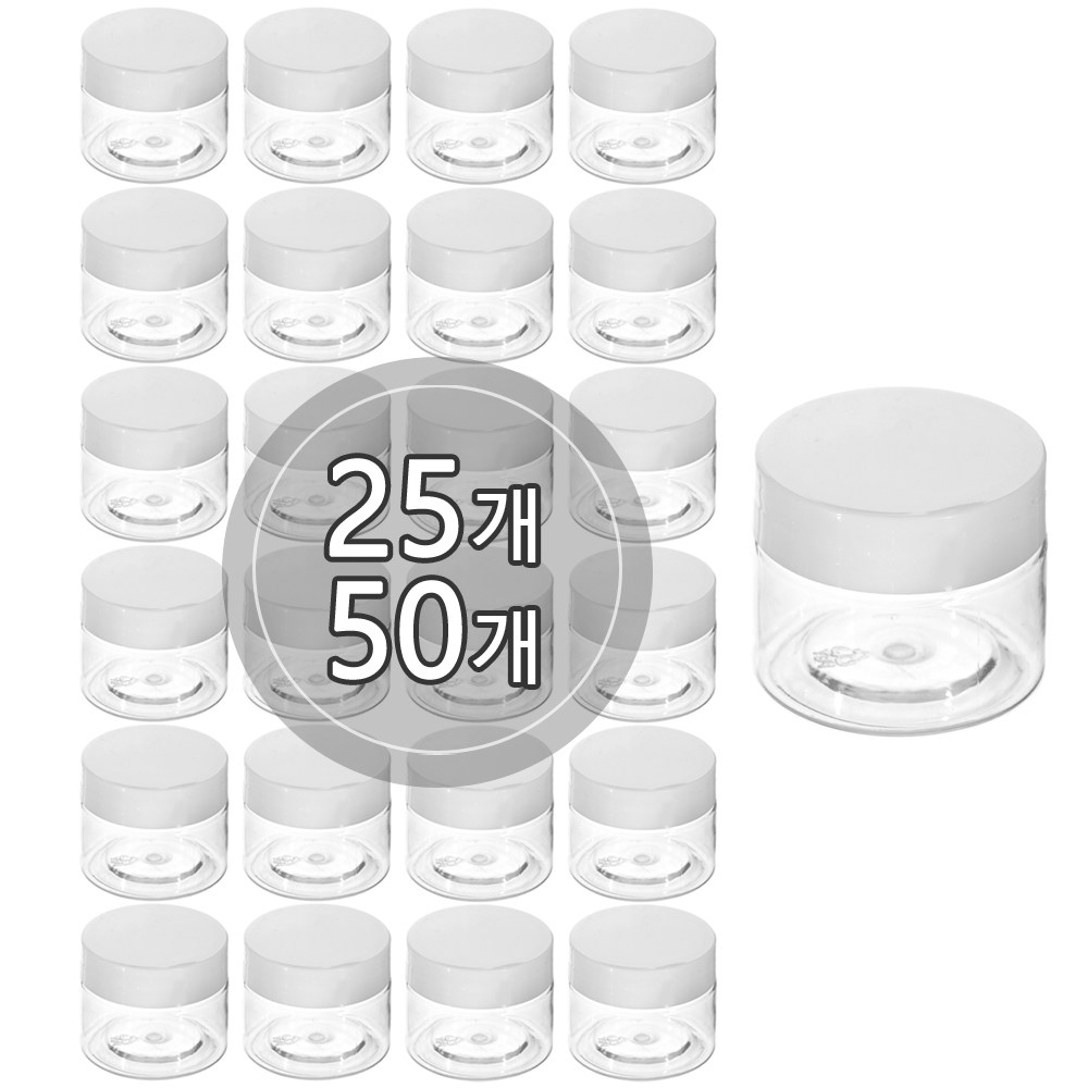 [50개묶음판매] PET 크림용기 20g 30g 40g 50g 100g 150g 200g 250g DIY 소분 용기 슬라임통 23,750원