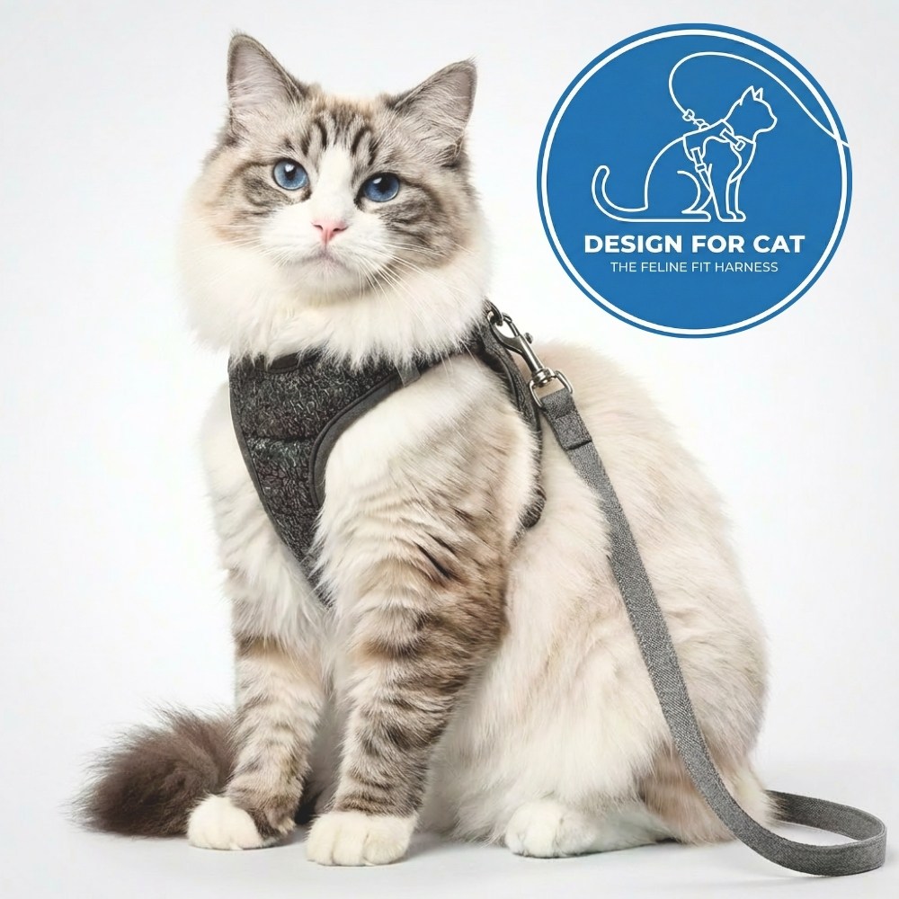 소풍일상 이탈방지 편안한 고양이 캣 하네스 목줄 리드줄 세트 14,800원