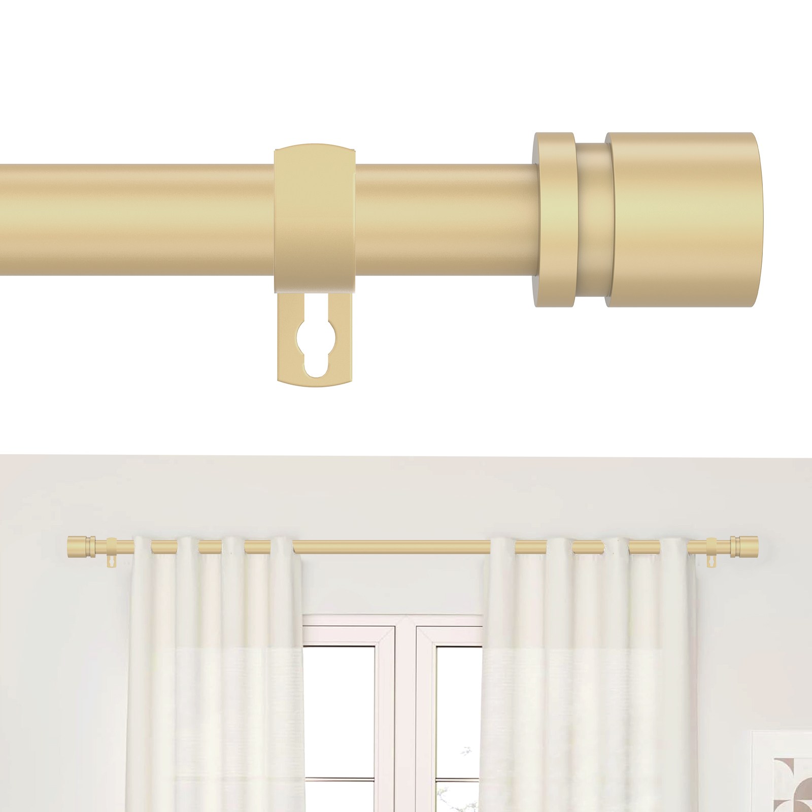 Vellichor 길이를 조절할 수 있는 고급 스테인리스 스틸 현대식 커튼봉 16mm 설치가 편리한 커텐봉, 금색 9,800원