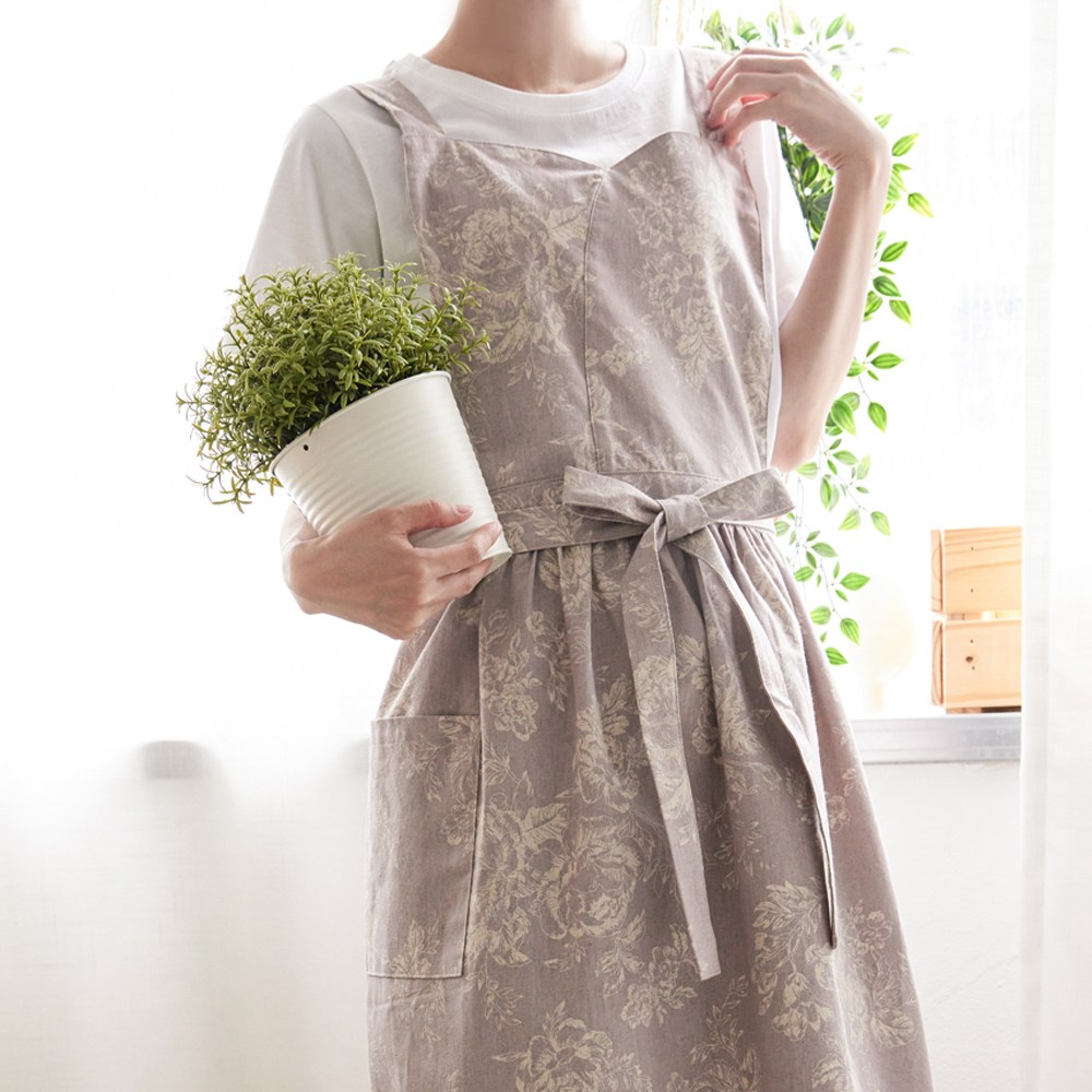 나나리빙 플라워 가든 주방 방수 앞치마, 1개, 퍼플 플라워 18,500원