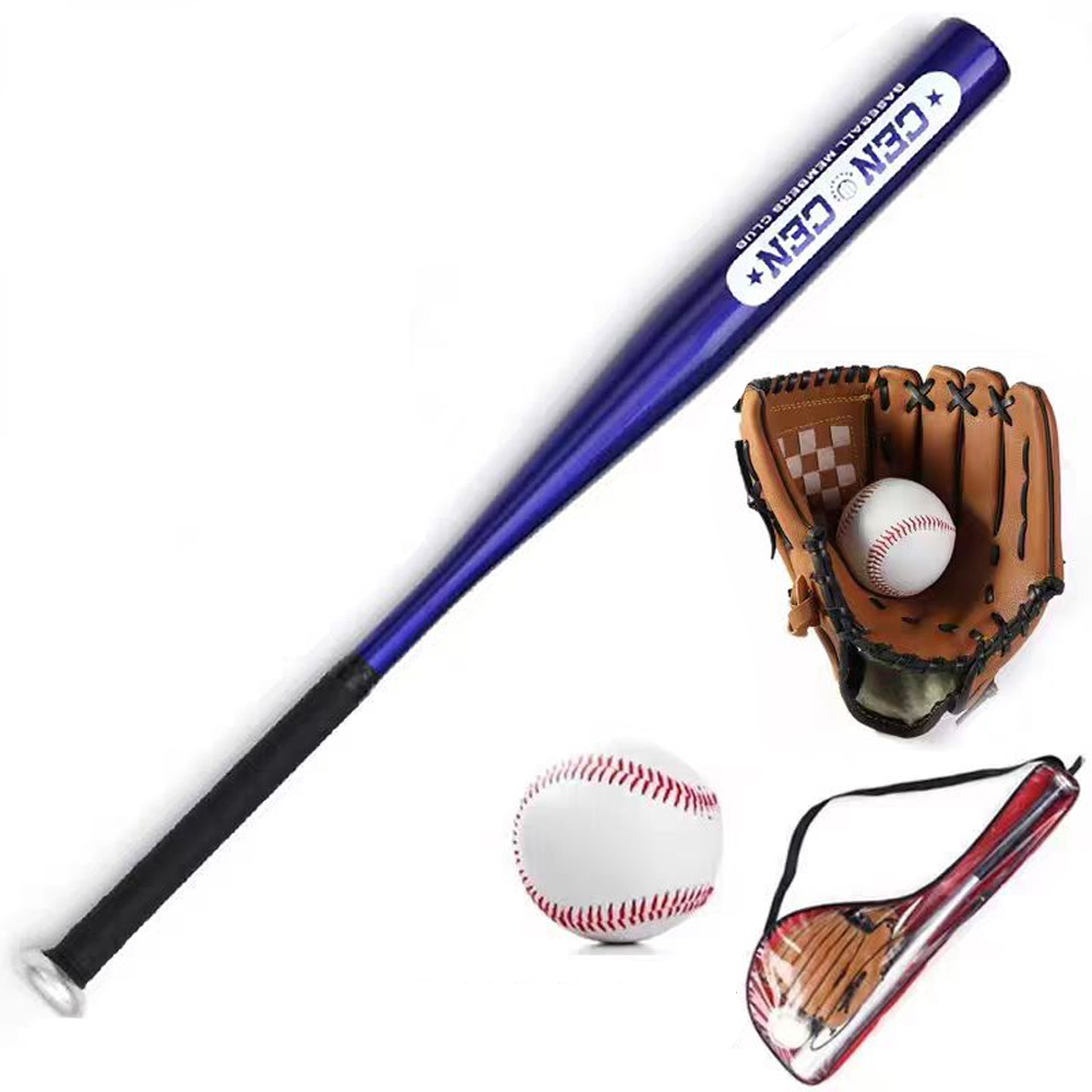 가정용 초경량 알루미늄 야구배트 4종 세트 25-30인치 PVC 소프트볼+방수장갑 포함 성인 안전 훈련용 야구세트 수납백 무료증정, 1개, 파란색 43,880원