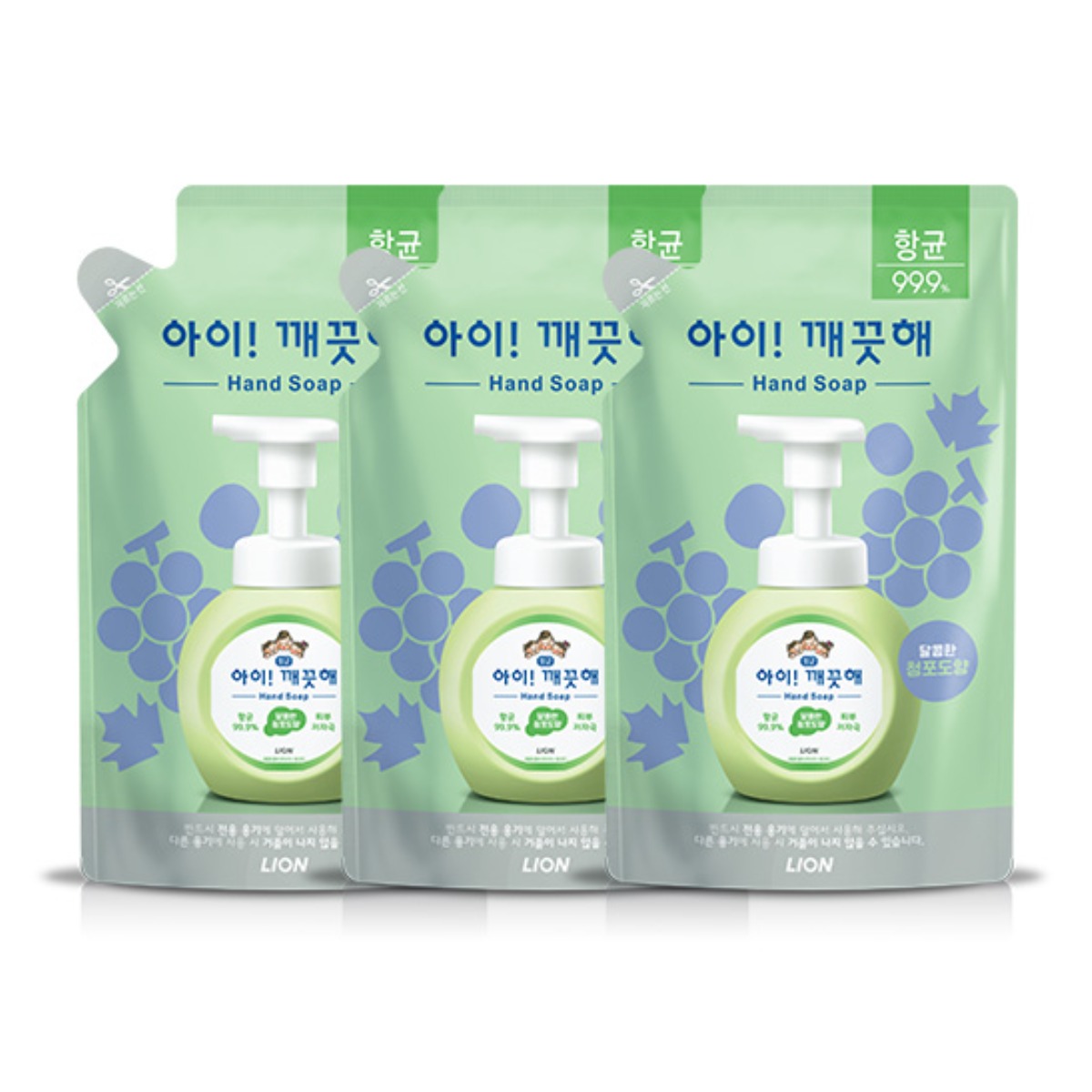 아이깨끗해 향균 거품 핸드 솝 리필 청포도향, 3개, 450ml 10,900원