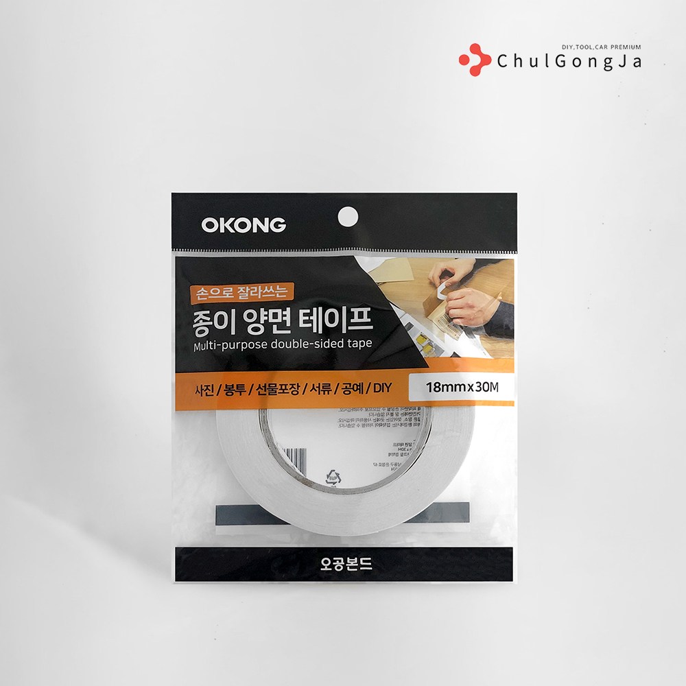 철공자 오공 손으로 잘라쓰는 종이 양면테이프 18MM 30M 얇은 화지, 5p + 작업장갑 17,200원