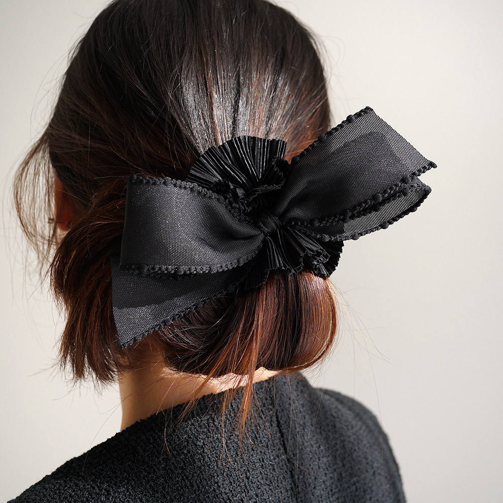 바비수 고급 플리츠 슈슈 데일리 리본 곱창 머리끈 17,100원