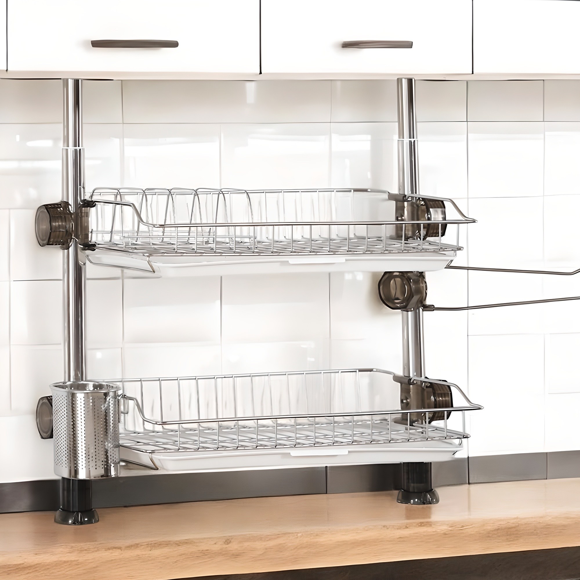 퍼스트리빙 스테인레스 기둥식 싱크선반 400 프리미엄 식기건조대, 실버, 1개, 2단 51,000원