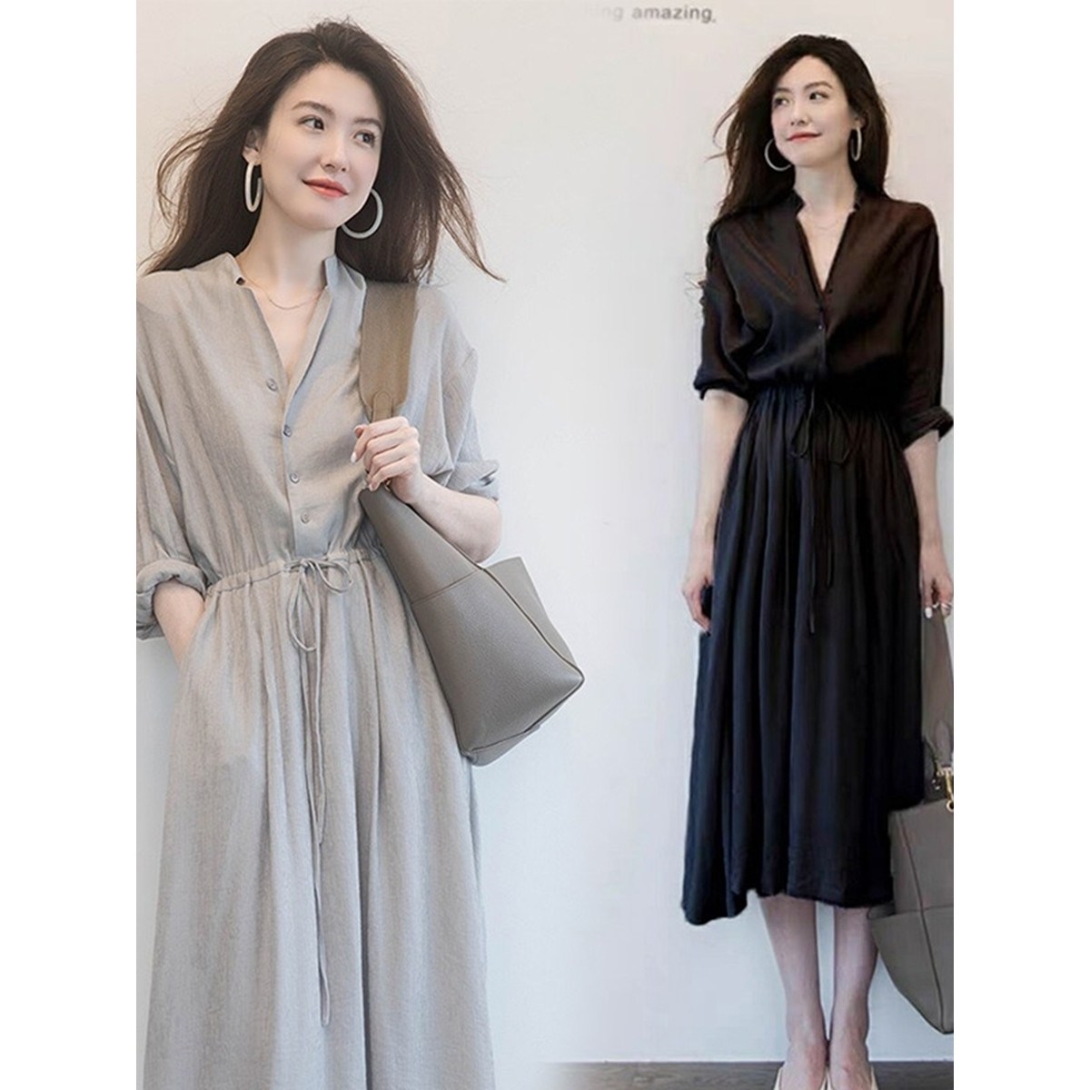 마샹스 신상 오피스룩 빅사이즈 4XL 롱 원피스 5062301 43,000원