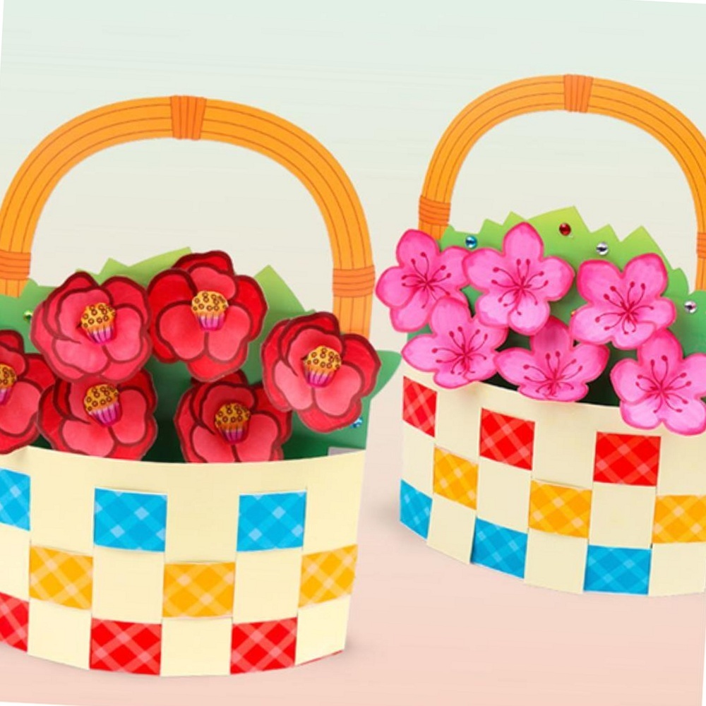 5인용 종이 만들기도안 동백꽃 꽃바구니 만들기 색칠놀이 유아미술세트 공예DIY 13,770원