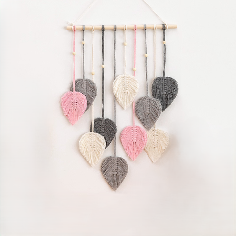 힘룸 인테리어 마크라메 벽장식, 화이트 + 그레이 + 핑크 18,600원