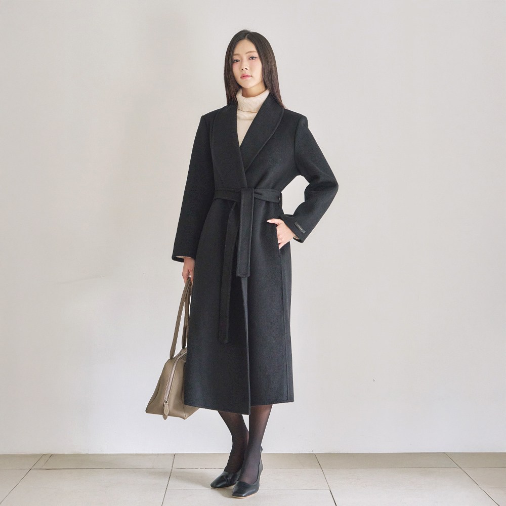 여성 울 숄코트 벨티드 롱 겨울자켓 146,000원