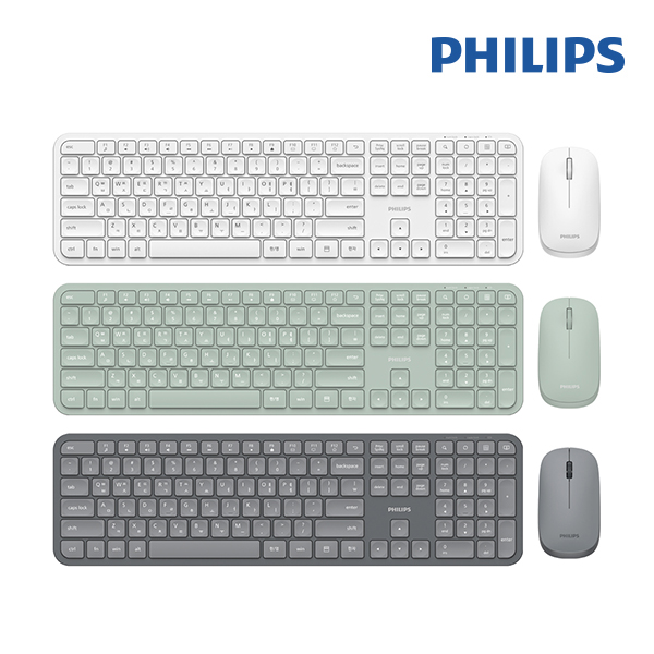 필립스 SPT6338 사무용 저소음 무선 키보드 마우스 세트 [그레이/화이트/민트] 29,800원