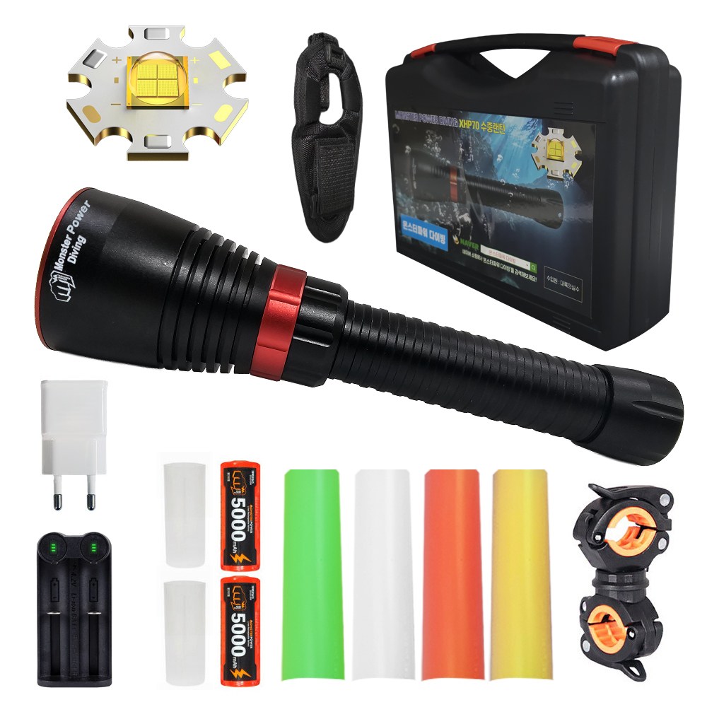 몬스터파워 다이빙 XHP70 수중랜턴 해루질랜턴 방수 다이버 써치 스킨스쿠버 77,500원