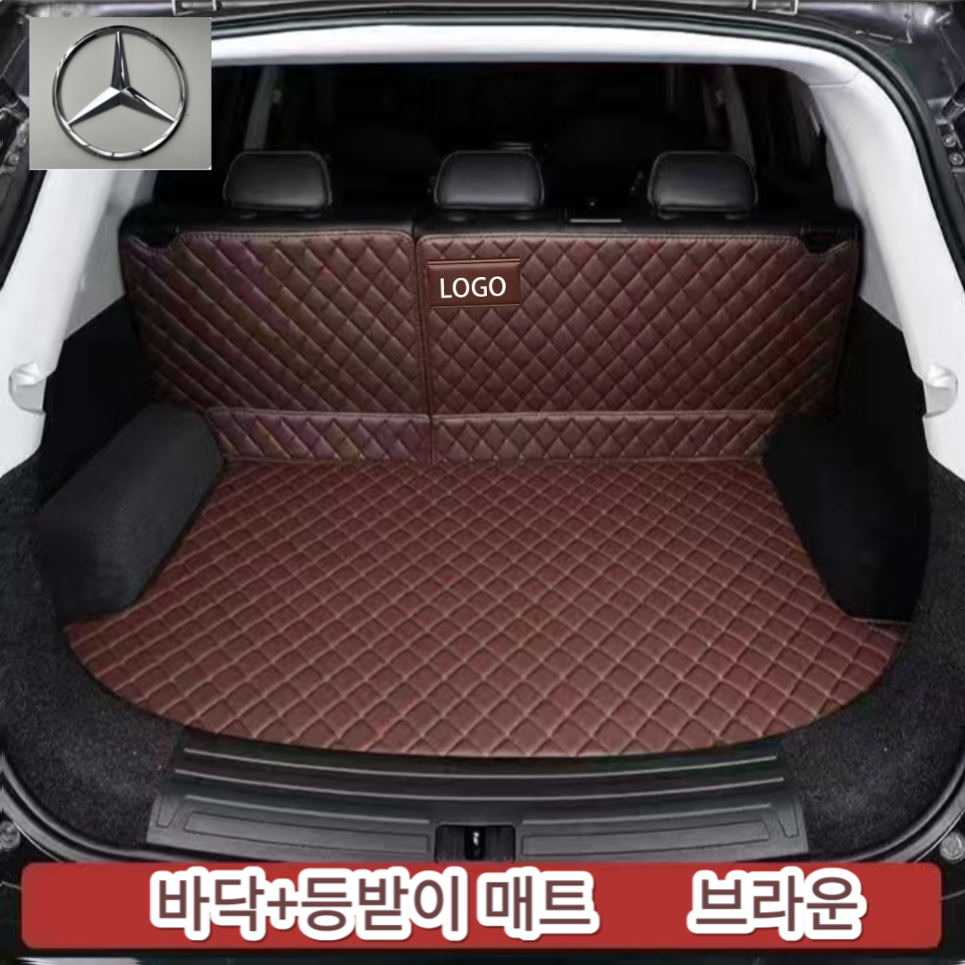 럭키카 벤츠 트렁크매트 카매트 방수매트 풀커버매트 차박매트 6D매트 C클래스 E클래스 S클래스 GLC GLE GLS, 바닥+등받이브라운, B클래스 58,900원