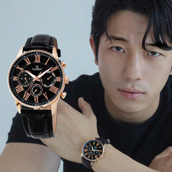탠디 TANDY 클래식 남성용 멀티펑션 가죽시계 1712 로즈블랙(탠디 쇼핑백 증정) 69,000원