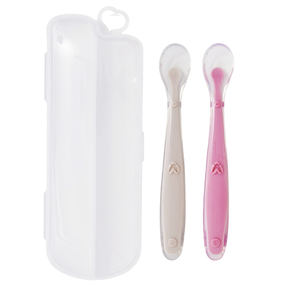리틀클라우드 유아용 실리콘 하트 이유식 스푼 케이스 세트, 샌드베이지 + 드라이로즈, 스푼 2p + 전용 케이스, 1개 10,900원