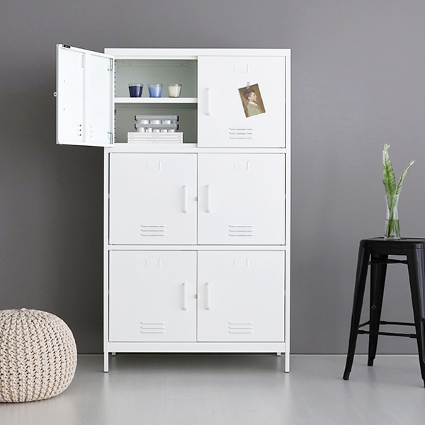 마켓비 MKB 철제수납장 캐비넷 6문 락커 9131600, 화이트 239,000원