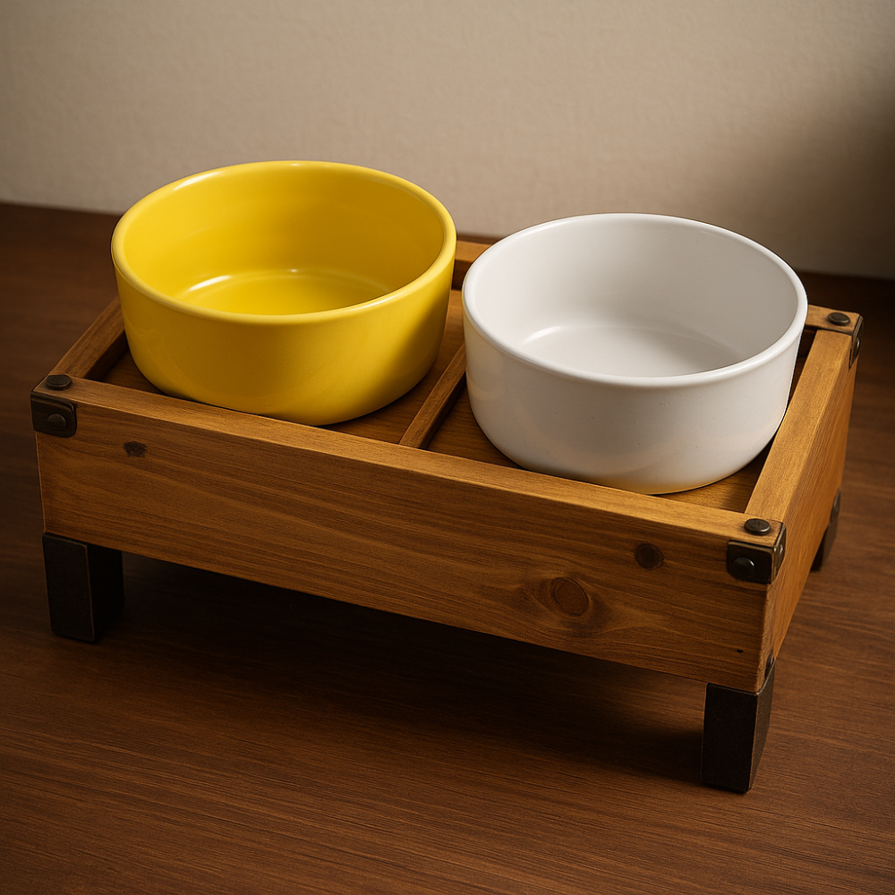 나무그늘 반려동물 반려견 고양지 강아지 원목 식탁 밥그릇 세라믹 식기 2구 33,000원