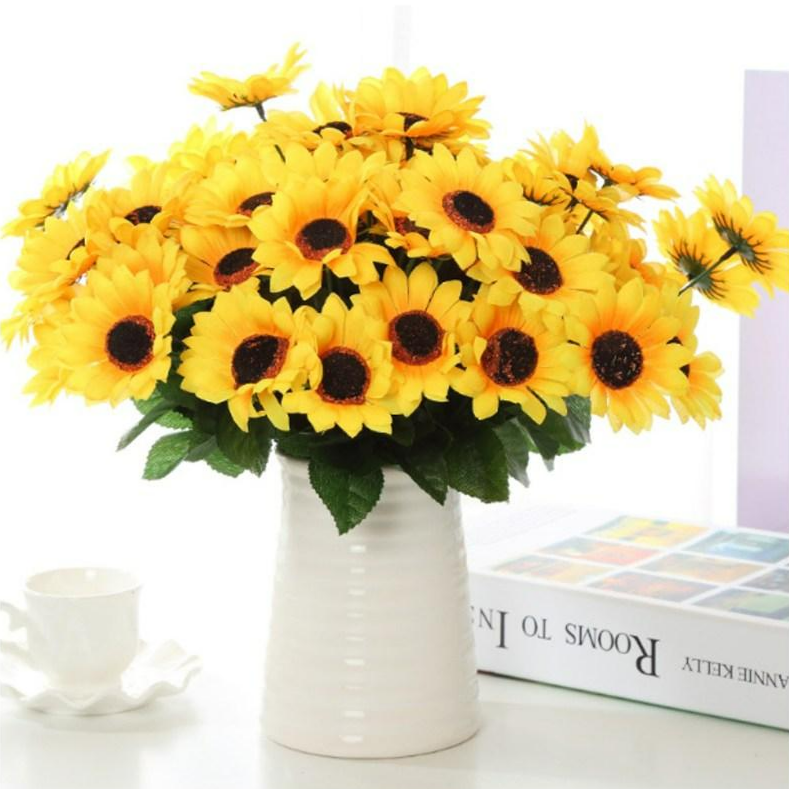레디박스 해바라기꽃 21송이+화이트 화병, 21송이+화병세트 12,900원