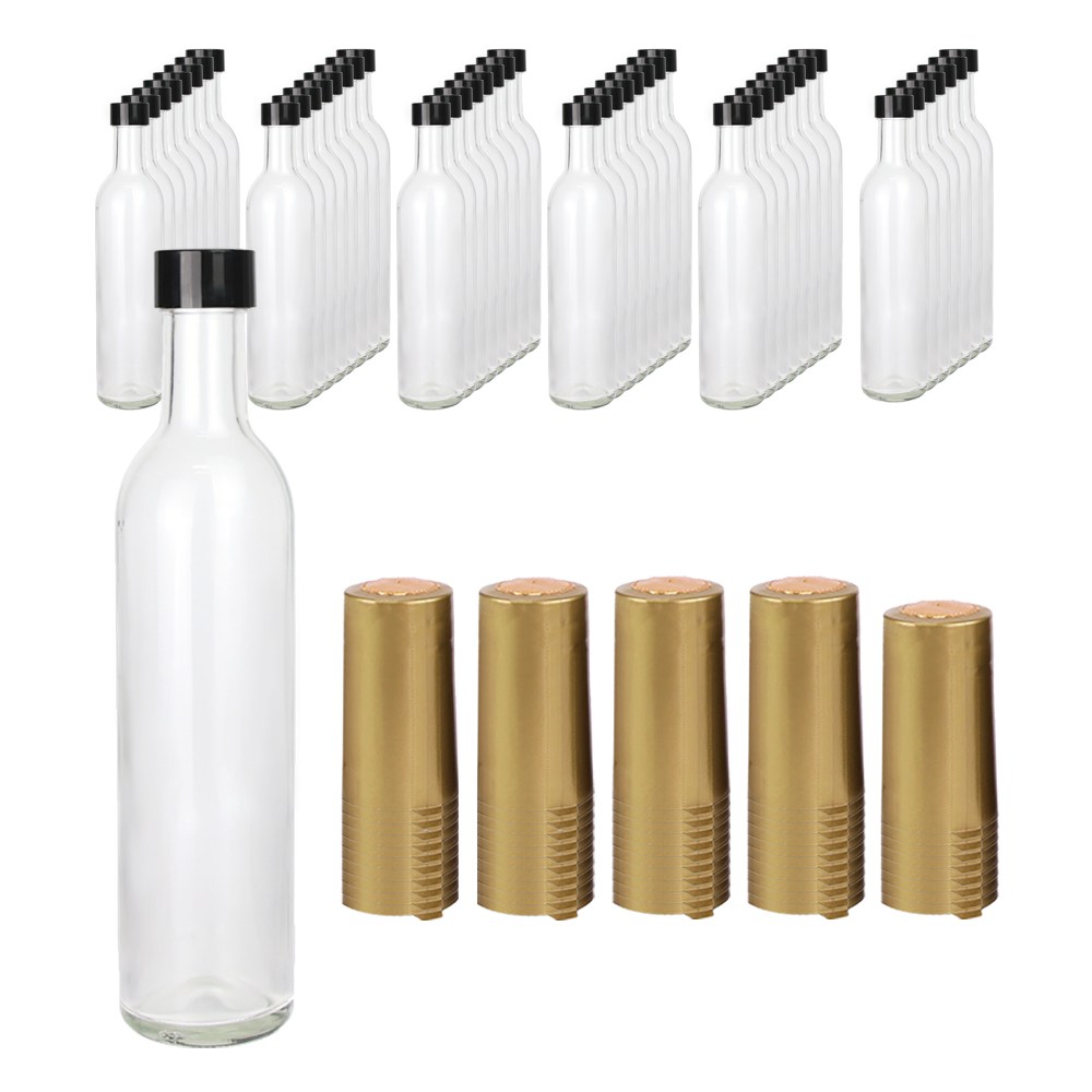 가인글로벌 와인300 투명 유리병 + 스탬핑 숏캡 블랙 + 탑씰 골드(루땡 수축필름) 55,600원