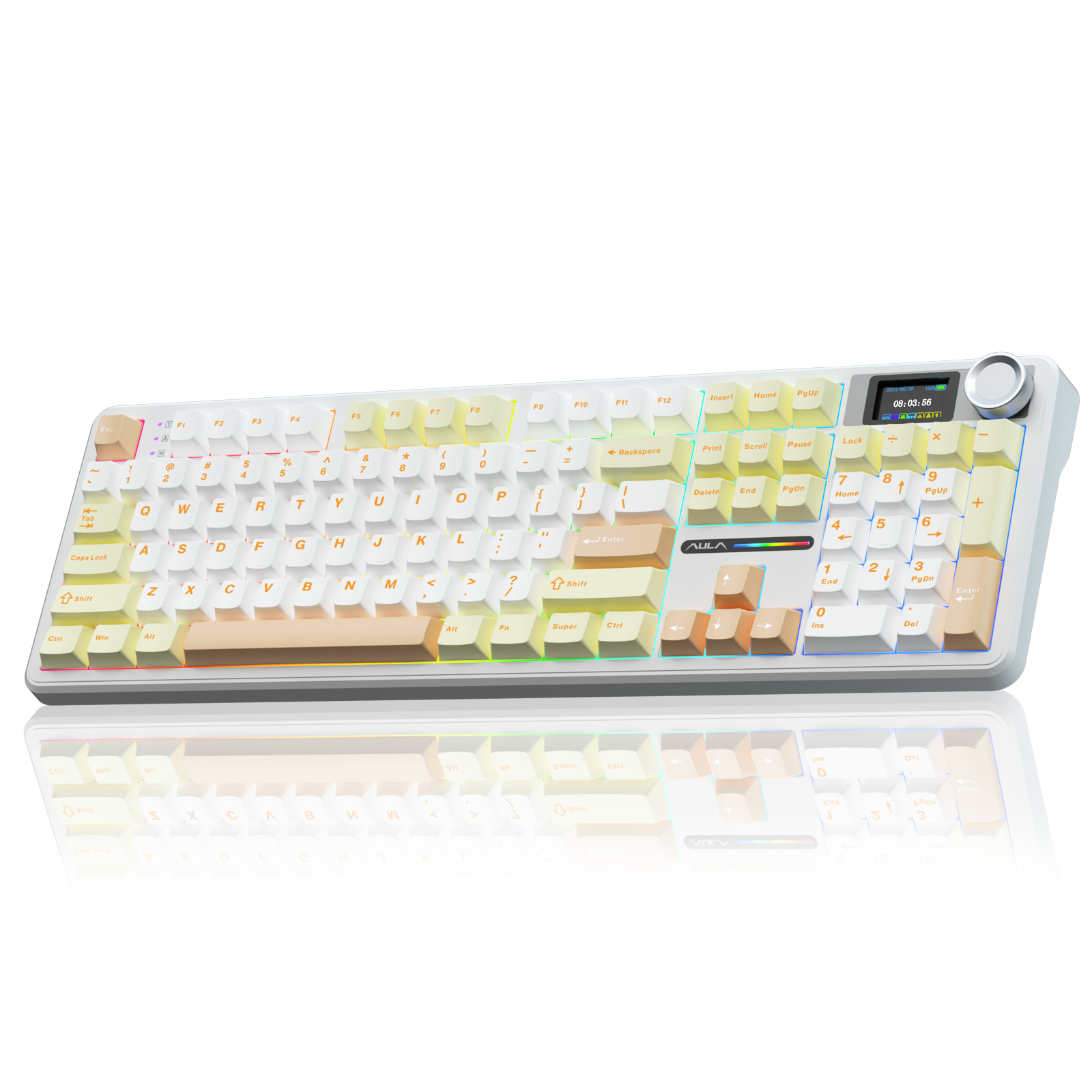 AULA 유선/무선 독립 키보드 LEOBOG 기계식 키보드, F108Pro연한 노란색 + 흰색 + 갈색, RGB 무선 119,800원