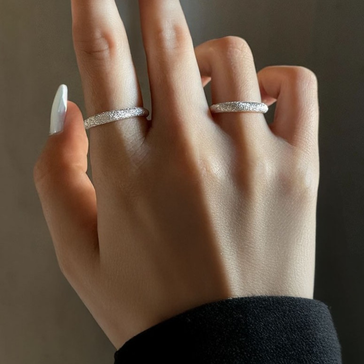 제타슈 925 실버 은 반짝 빛나는 샌드 반지 레이어드 오픈링 92.5 순은 11,900원