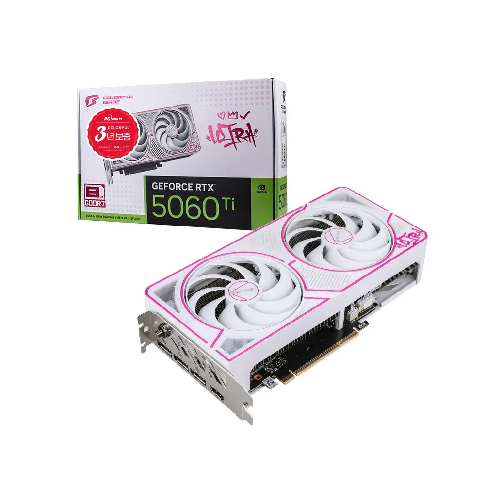 COLORFUL iGame 지포스 RTX 5060 Ti ULTRA DUO OC White D7 8GB 피씨디렉트, Colorful GeForce RTX 5060Ti 8G 705,000원