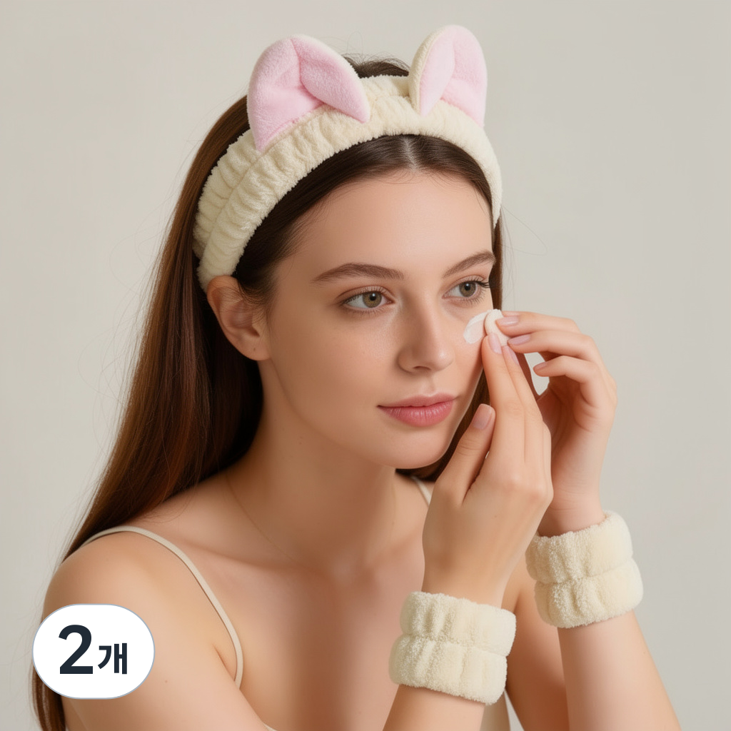 플라잉타이거 코펜하겐 고양이 세안 헤어밴드 손목 세트 여성 세수 메이크업 스킨케어 파자마 소품 8,900원