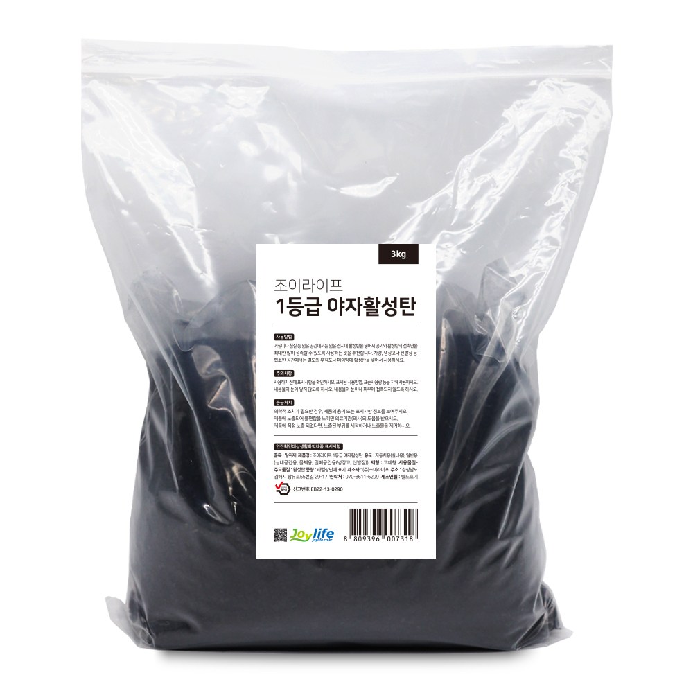 조이라이프 1등급 야자활성탄 활성탄 3kg 새집증후군 천연 공기정화용 숯 냄세제거 제습 베이크아웃, 3kg, 1개 34,100원