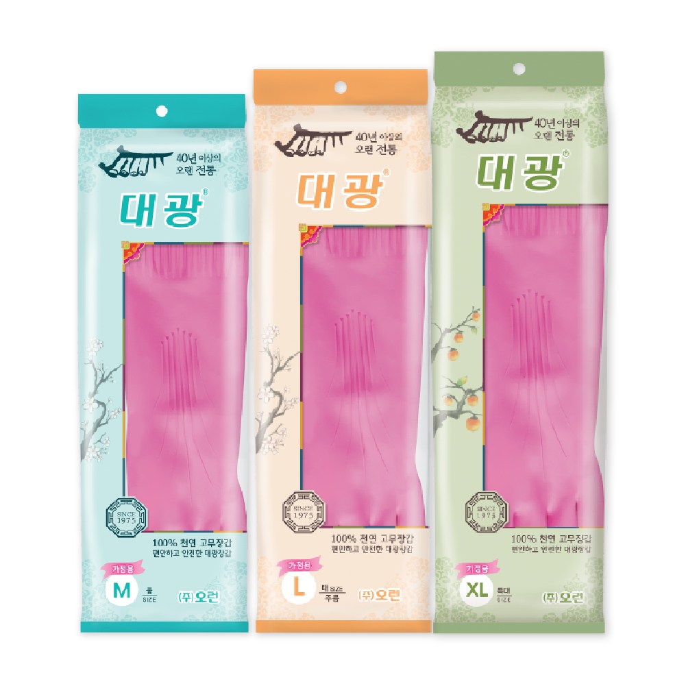 [오런장갑] 대광 식품용 고무장갑, 핑크, 대(L), 3개 7,600원