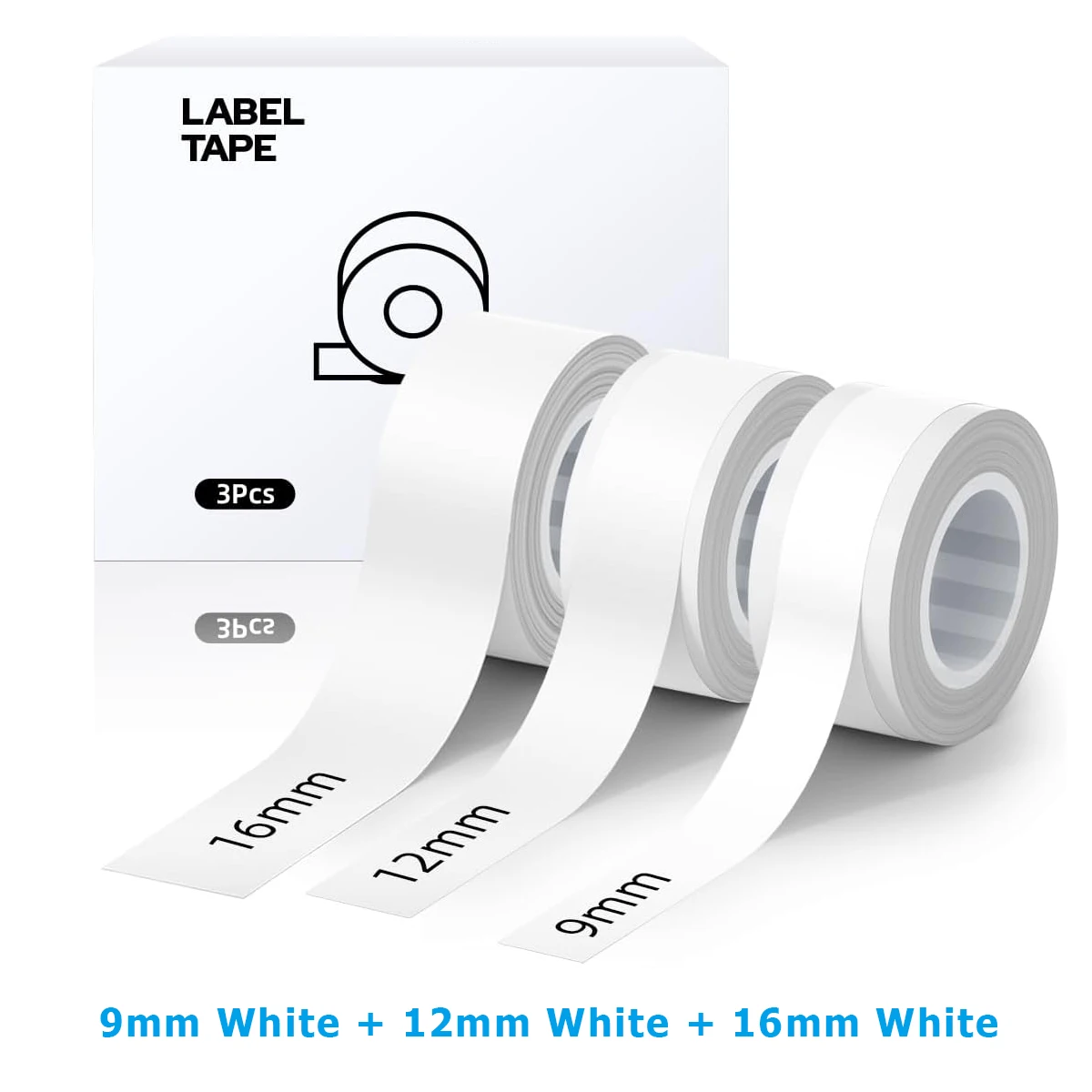 3 롤 흰색투명 9mm 12mm 16mm MakeID L1 E1 Q1 라벨 메이커 테이프 4 미터롤 적층 사무용 스티커 23,660원